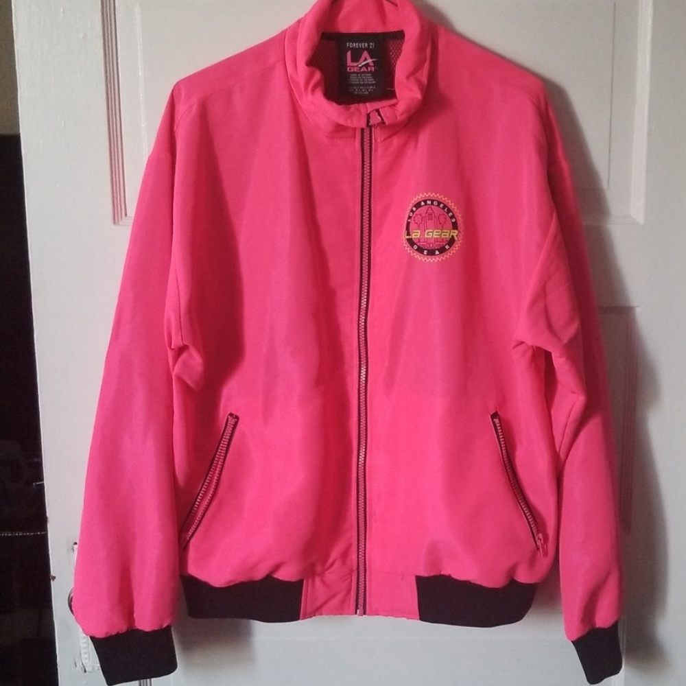 Neon Pink LA Gear wind breaker jacket